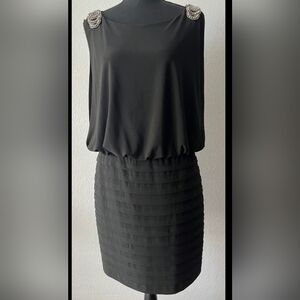 COLLECTION DRESS BARN WOMEN'S BLACK EMBELLISHED SHOULDER COCKTAIL DRESS SIZE 12